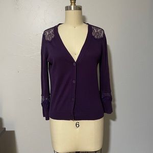 Lace inlay juicy couture purple cardigan